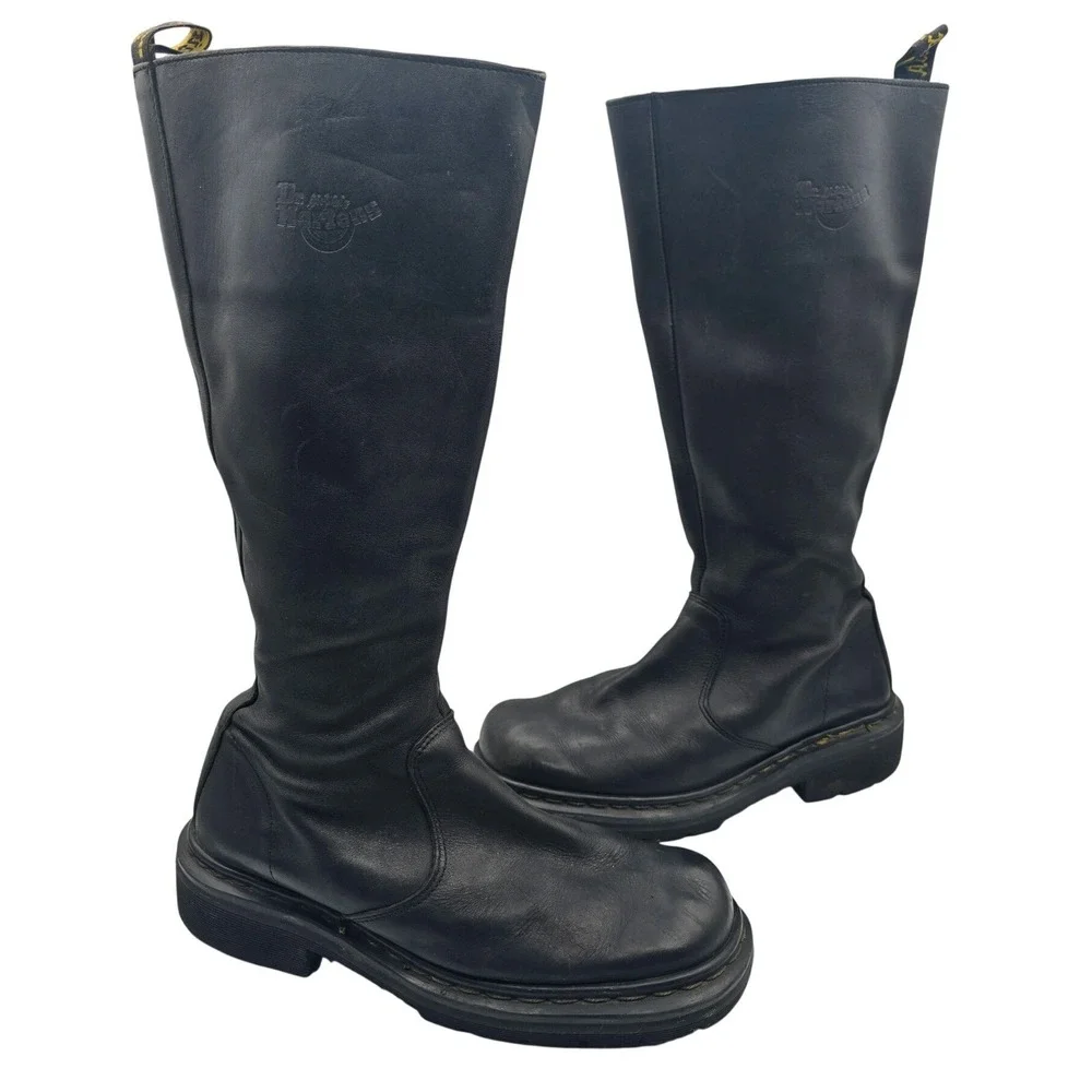 Dr. Martens 9491 Vintage Rare Black Leather Tall Boots Made in England UK 7 US 9